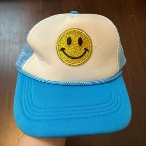 Blue and White Smiley Face Cap
